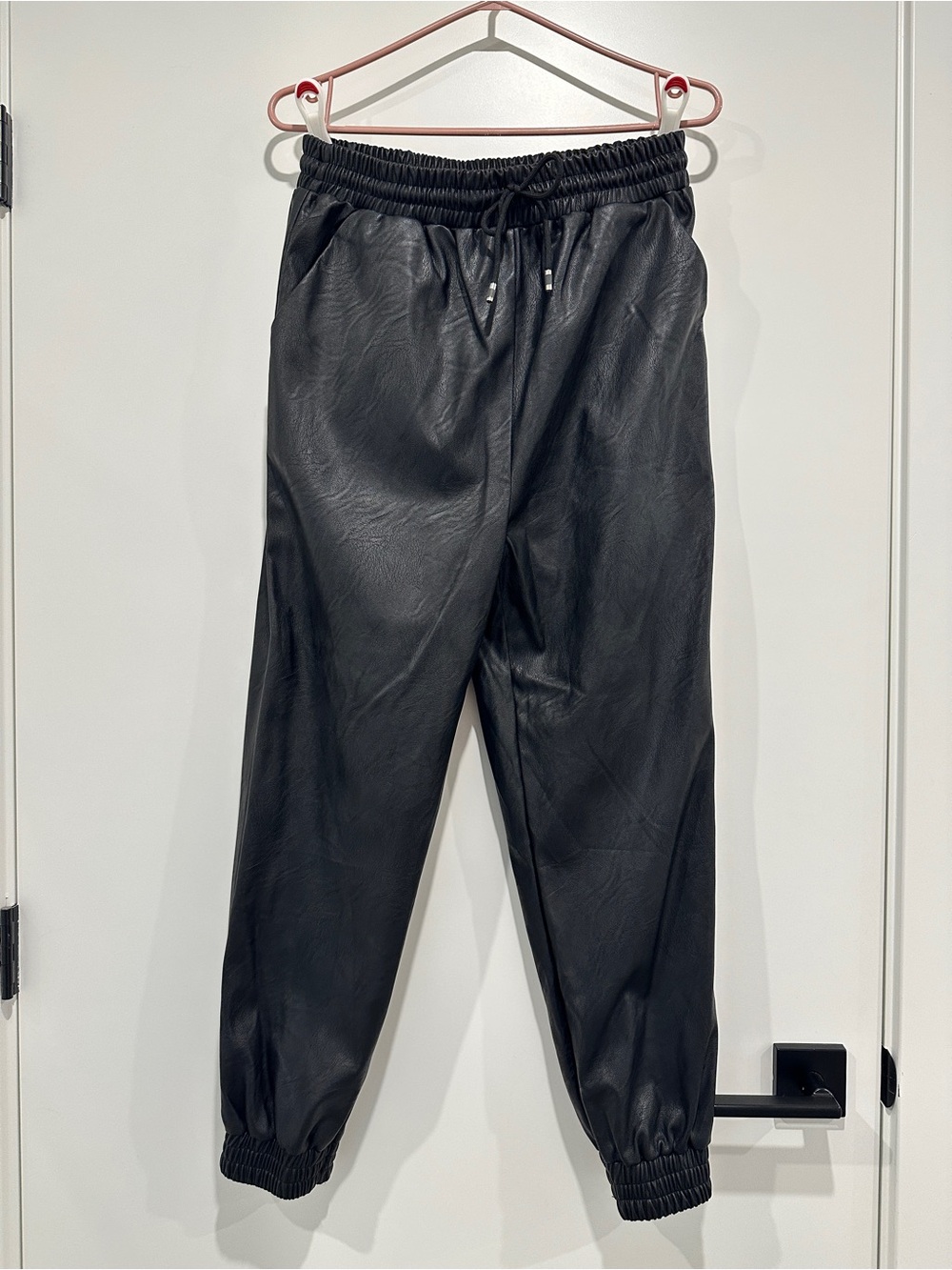 Parisian Black Fake Leather Pants, Size 10